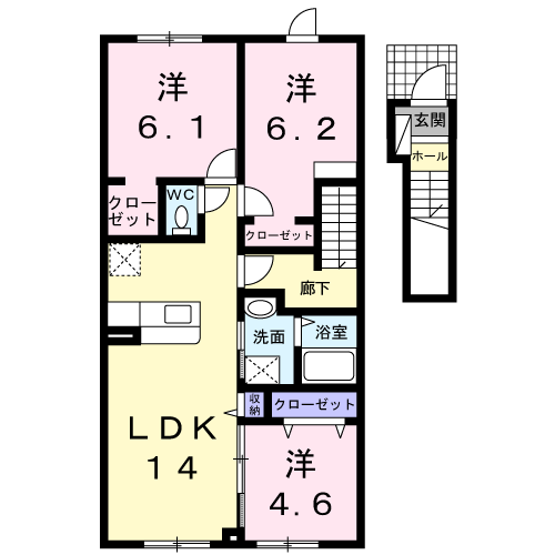 ルモンドブル(3LDK/2階)の間取り写真