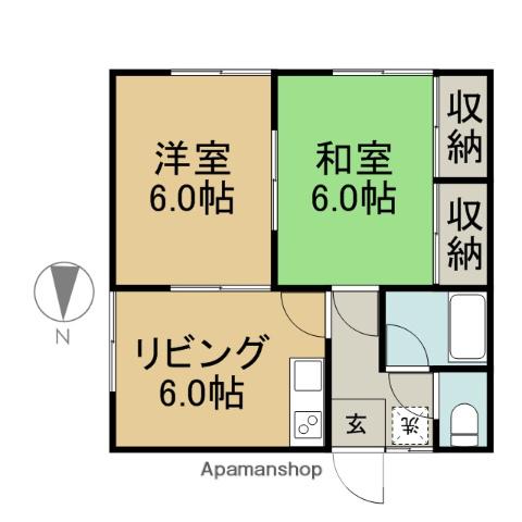 コーポFUJI(2DK/1階)の間取り写真