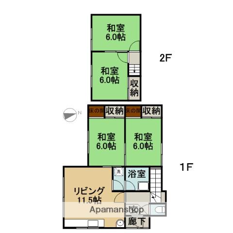 函館本線 滝川駅 バス乗車時間：10分 扇町２丁目停バス停で下車 徒歩5分 2階建 築61年(4LDK)の間取り写真