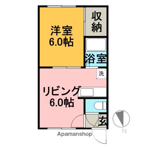 グランベルサ(1DK/2階)の間取り写真