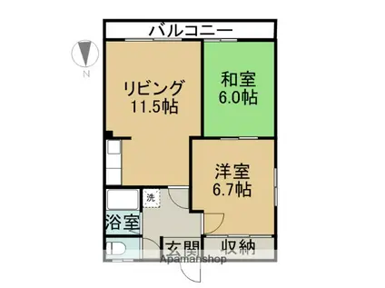 ゆうなみハイツ(2DK/1階)の間取り写真