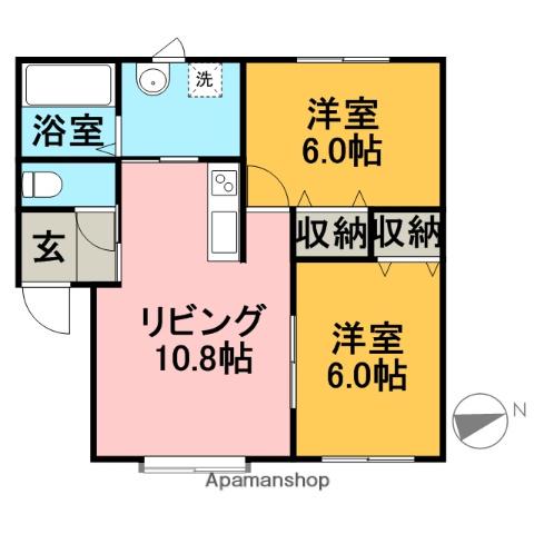 GOODⅡ(2LDK/1階)の間取り写真