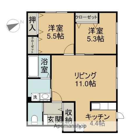 SUMIKA中央(2LDK/2階)の間取り写真