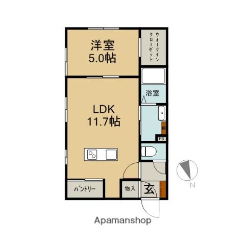 ノルフィーノ・フレジェ(1LDK/1階)の間取り写真