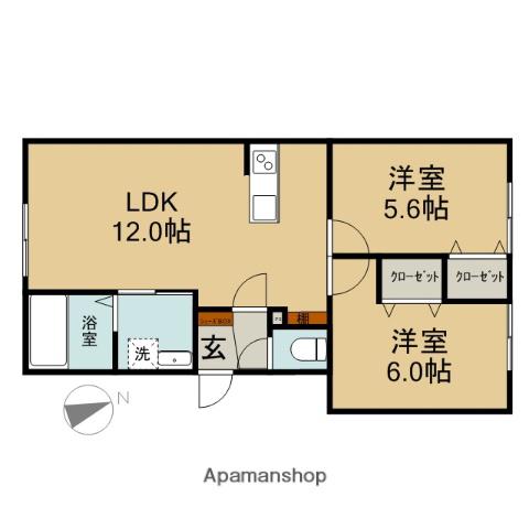 ミーナⅠ(2LDK/1階)の間取り写真
