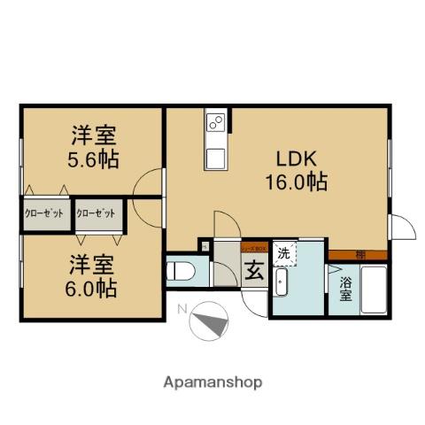 ミーナⅠ(2LDK/2階)の間取り写真