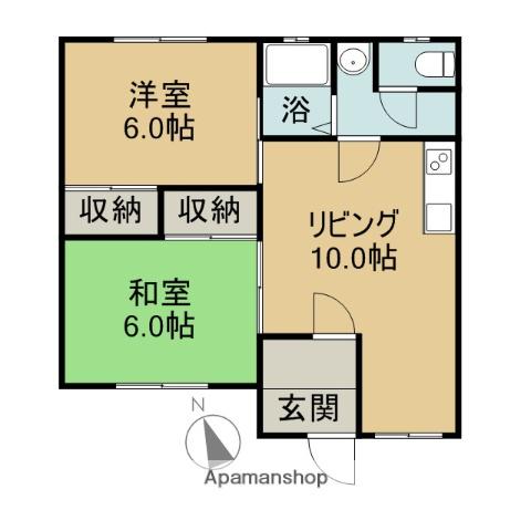 東町第一コーポA(2DK/1階)の間取り写真