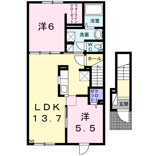プルミエ Ⅱ(2LDK/2階)の間取り写真