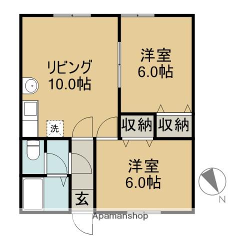 ハイツ西(2DK/1階)の間取り写真