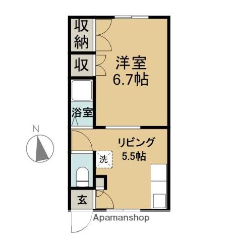 シティハイツ(1DK/2階)の間取り写真