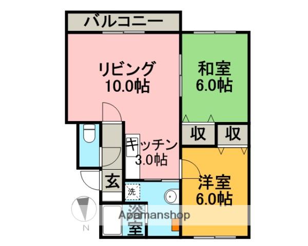 ともえハイツ(2LDK/2階)の間取り写真