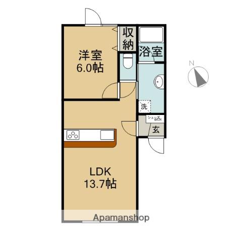 グロリア(1LDK/2階)の間取り写真