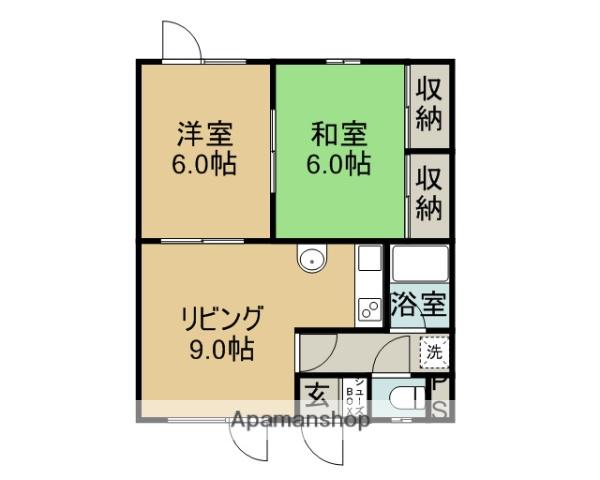 レジデンス扇町(2DK/1階)の間取り写真