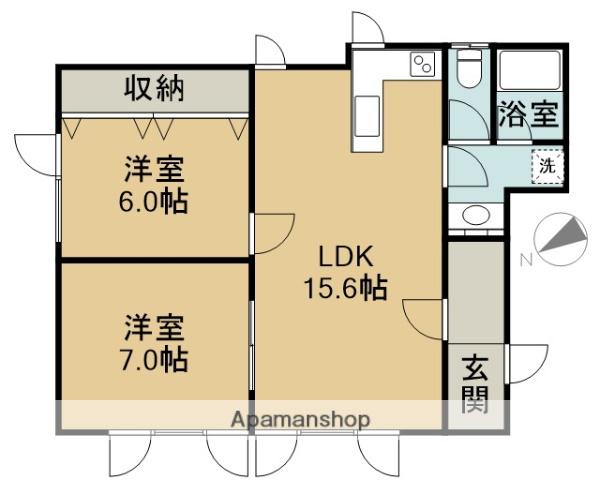 コーポかねよし(2LDK/1階)の間取り写真