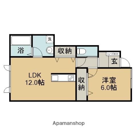 イーストタウンB(1LDK/1階)の間取り写真