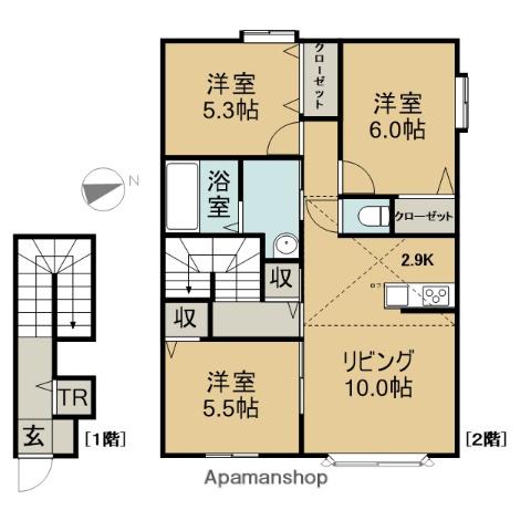 ルタンⅠ(3LDK/2階)の間取り写真