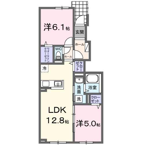 モンターニャⅡ(2LDK/1階)の間取り写真