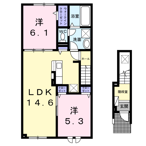 ティエラⅢ(2LDK/2階)の間取り写真
