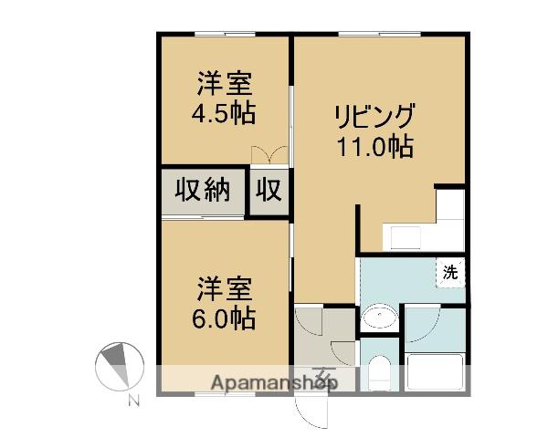 メゾンドヴィル新町(2DK/3階)の間取り写真