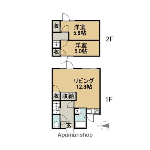 新町１長屋(2DK)の間取り写真