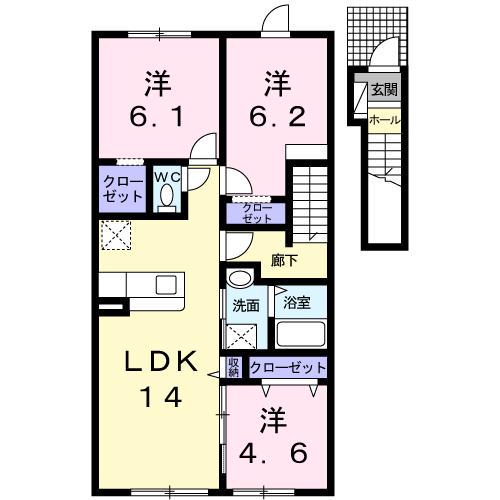 ジェルメ ノール(3LDK/2階)の間取り写真