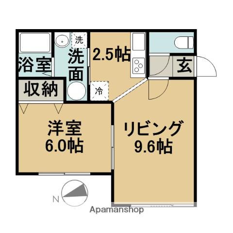 NOIR(1LDK/2階)の間取り写真