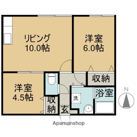 アルファ21(2DK/3階)の間取り写真