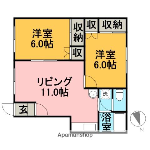 ハイツ原(2DK/2階)の間取り写真