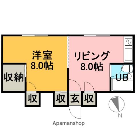 ハイツ田中(1DK/1階)の間取り写真