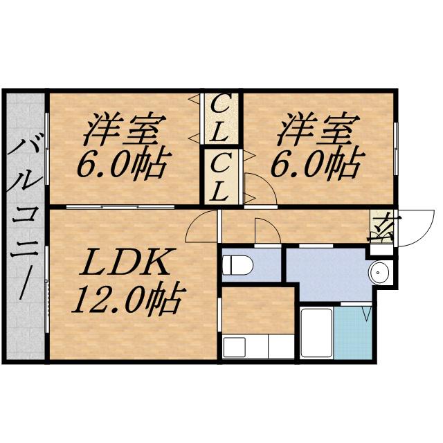 ターフサイド桑園(2LDK/2階)の間取り写真