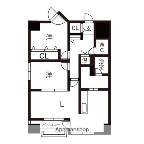 ライオンズマンション中島公園通(2LDK/3階)の間取り写真