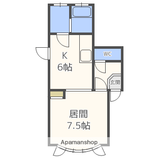 マンション川合(1DK/3階)の間取り写真