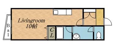 東洋ハイツA(1K/4階)の間取り写真