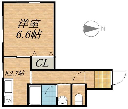 ブリスコート(1K/3階)の間取り写真