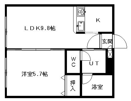 植物園ハイム(1DK/3階)の間取り写真