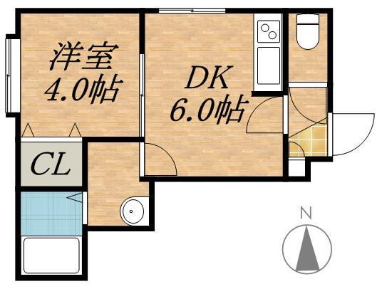 TIERRA GRANDE(1DK/3階)の間取り写真