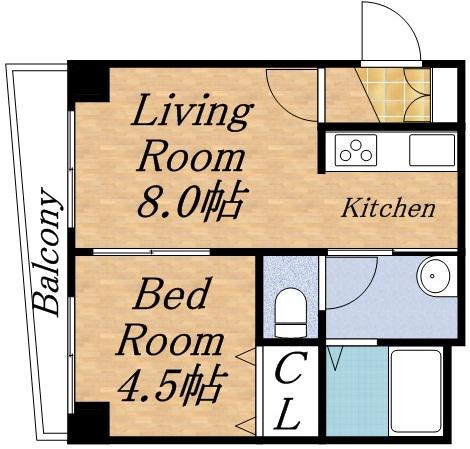 シティテラス南5条(1LDK/10階)の間取り写真