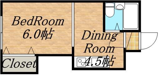 ノースヴィレッヂ(1K/3階)の間取り写真