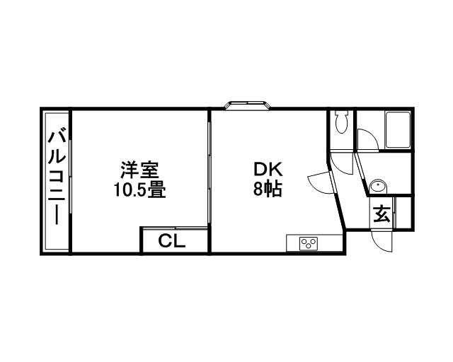 ドミ20公園通(1DK/6階)の間取り写真