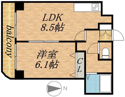 ローレル17(1LDK/2階)の間取り写真