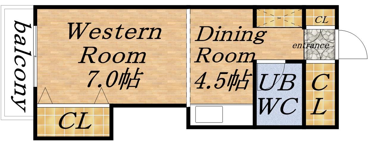 ハルキハウス(1DK/3階)の間取り写真