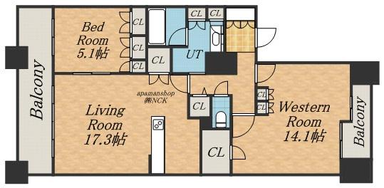 パークホームズ知事公館フォレストレジデンス1303(2LDK/13階)の間取り写真