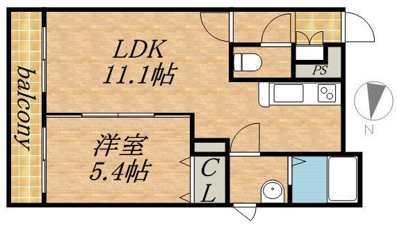 MAHALO OHASHI 710(1LDK/1階)の間取り写真