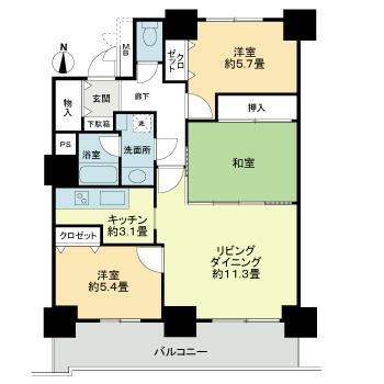 ライオンズマンション札幌スカイタワー(3LDK/23階)の間取り写真