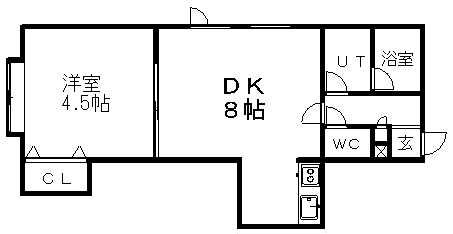 エターナル(1LDK/2階)の間取り写真