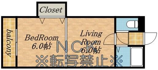 プレジール山鼻(1DK/6階)の間取り写真