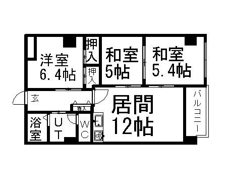 リベルティ山鼻(3LDK/2階)の間取り写真