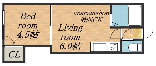 平安マンション(1DK/2階)の間取り写真