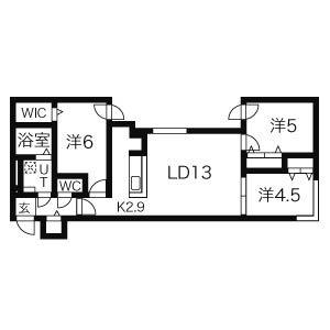 ヴェリタス美術館通(3LDK/2階)の間取り写真