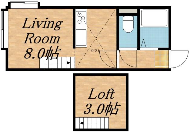 ライフステージ北大西(ワンルーム/2階)の間取り写真
